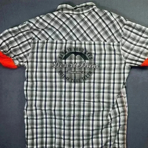 Polaris Rzr Sand Dunes Button down Shirt Mens L plaid Orange RZR sxs comfy 0734 - Picture 5 of 7